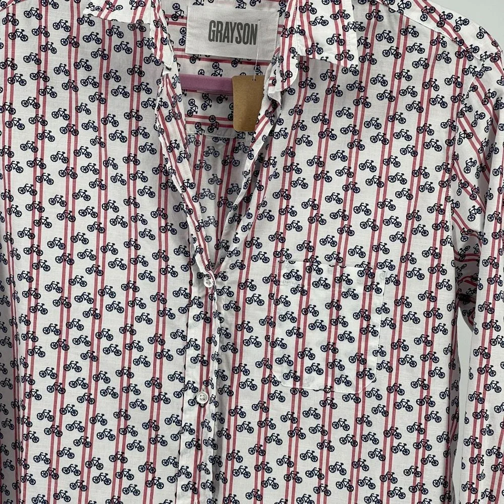 Anthropologie Grayson The Hero Victoria Bike Button Up Top Bicycles Womens 8/10 - Picture 4 of 9